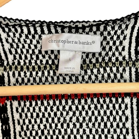 Christopher & Banks Fringed Plaid Cardigan Blazer Women's Large - Picture 10 of 13